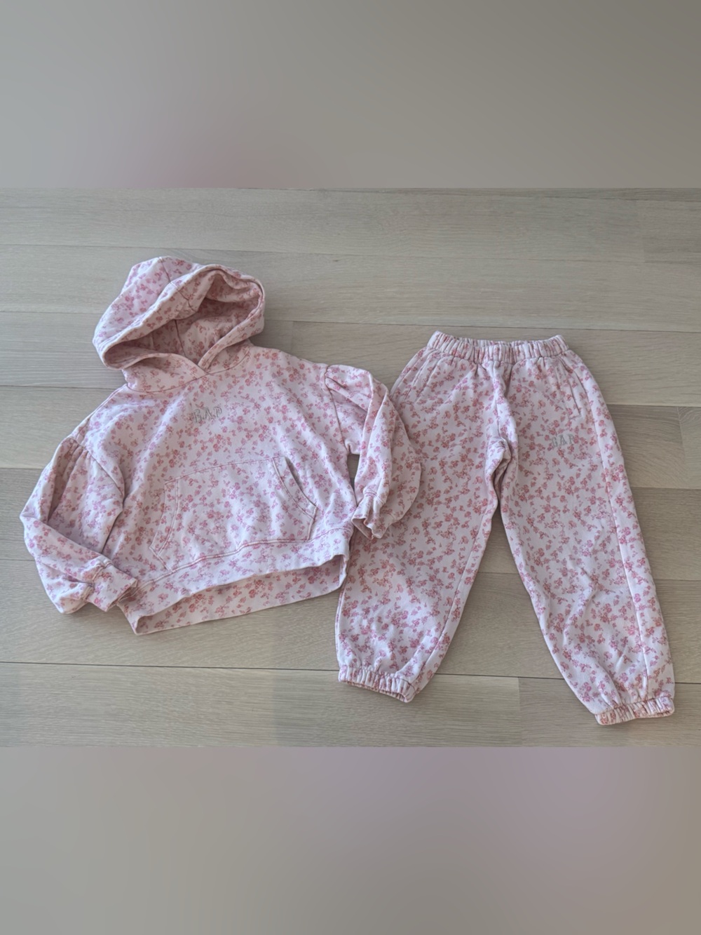 LoveShackFancy x Gap Kids Girls Pink Floral Sweatsuit Sweatpants Sweatshirt XS S